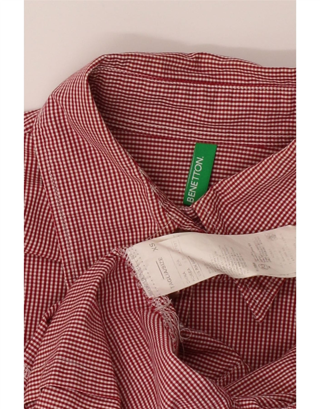 BENETTON Womens Shirt UK 6 XS Red Gingham Cotton Vintage Benetton and Second-Hand Benetton from Messina Hembry 