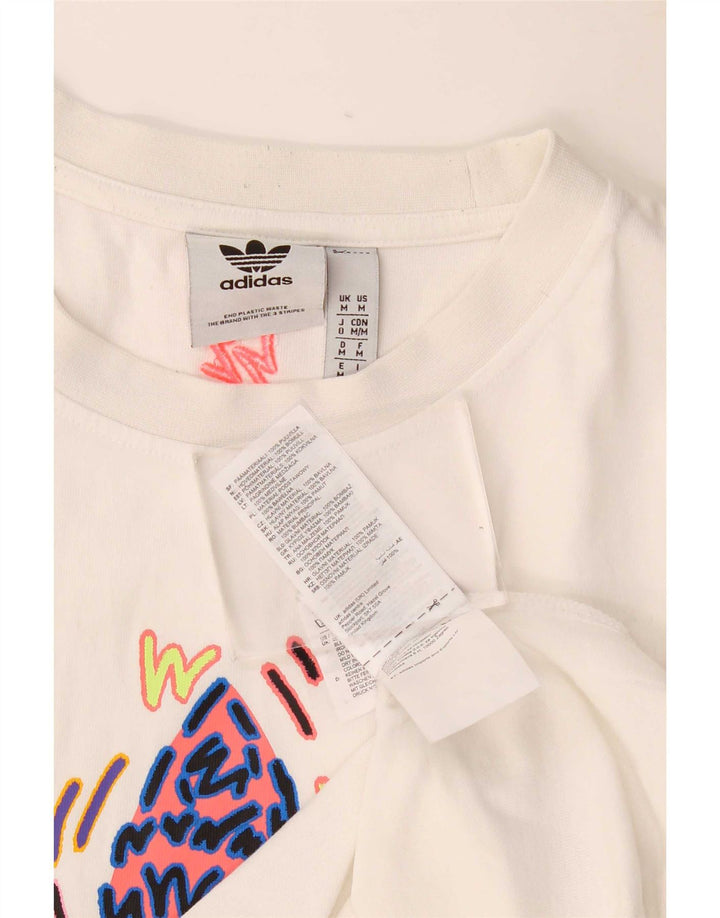 Adidas T-shirt graphique pour homme en coton blanc moyen