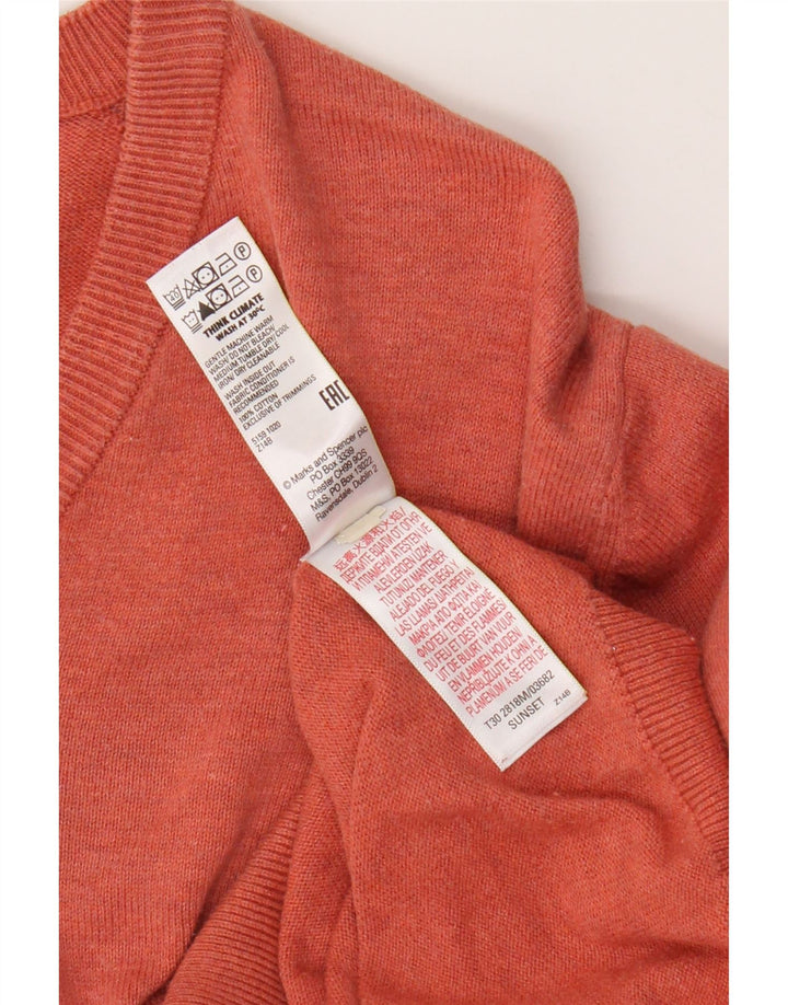 Marks & Spencer Pull col V pour homme en coton orange Taille L