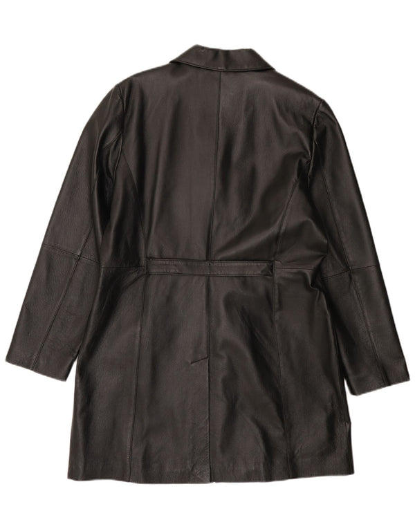 manteau en cuir femme vintage UK 18 XL Cuir Noir