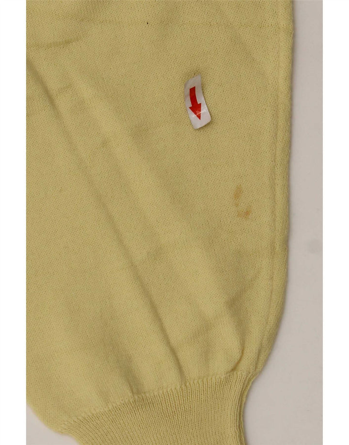 vintage Homme Col V Pull Pull Grand Jaune