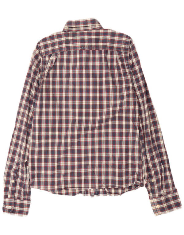 Abercrombie & Fitch Chemise musclée pour homme en coton à carreaux bleus
