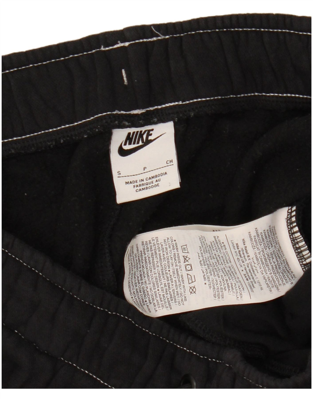 NIKE Pantalon de survêtement graphique pour femme Joggers UK 10 Small Black Cotton