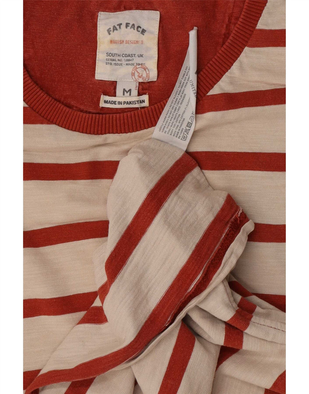Fat Face T-Shirt Homme Coton Rayé Beige Moyen