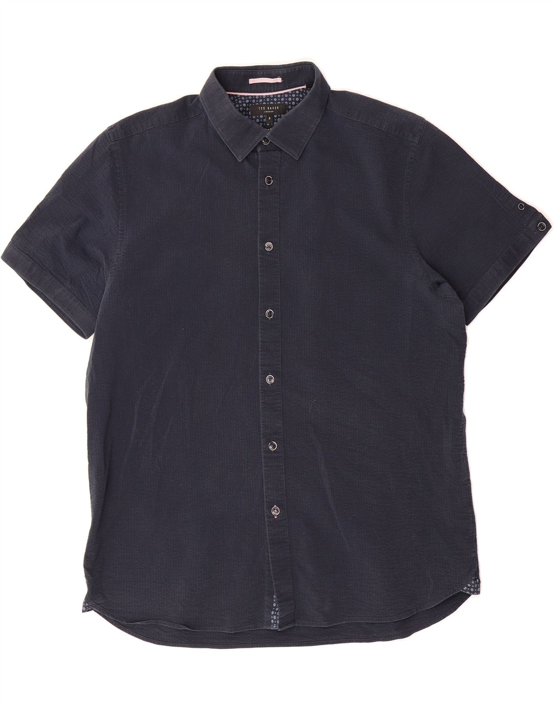 TED BAKER Mens Short Sleeve Shirt Size 5 XL Navy Blue Cotton Vintage Ted Baker and Second-Hand Ted Baker from Messina Hembry 