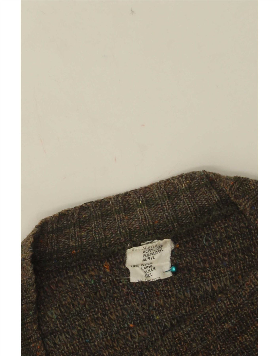 vintage Mens Cardigan Sweater IT 50 Moyen Kaki Moucheté Acrylique