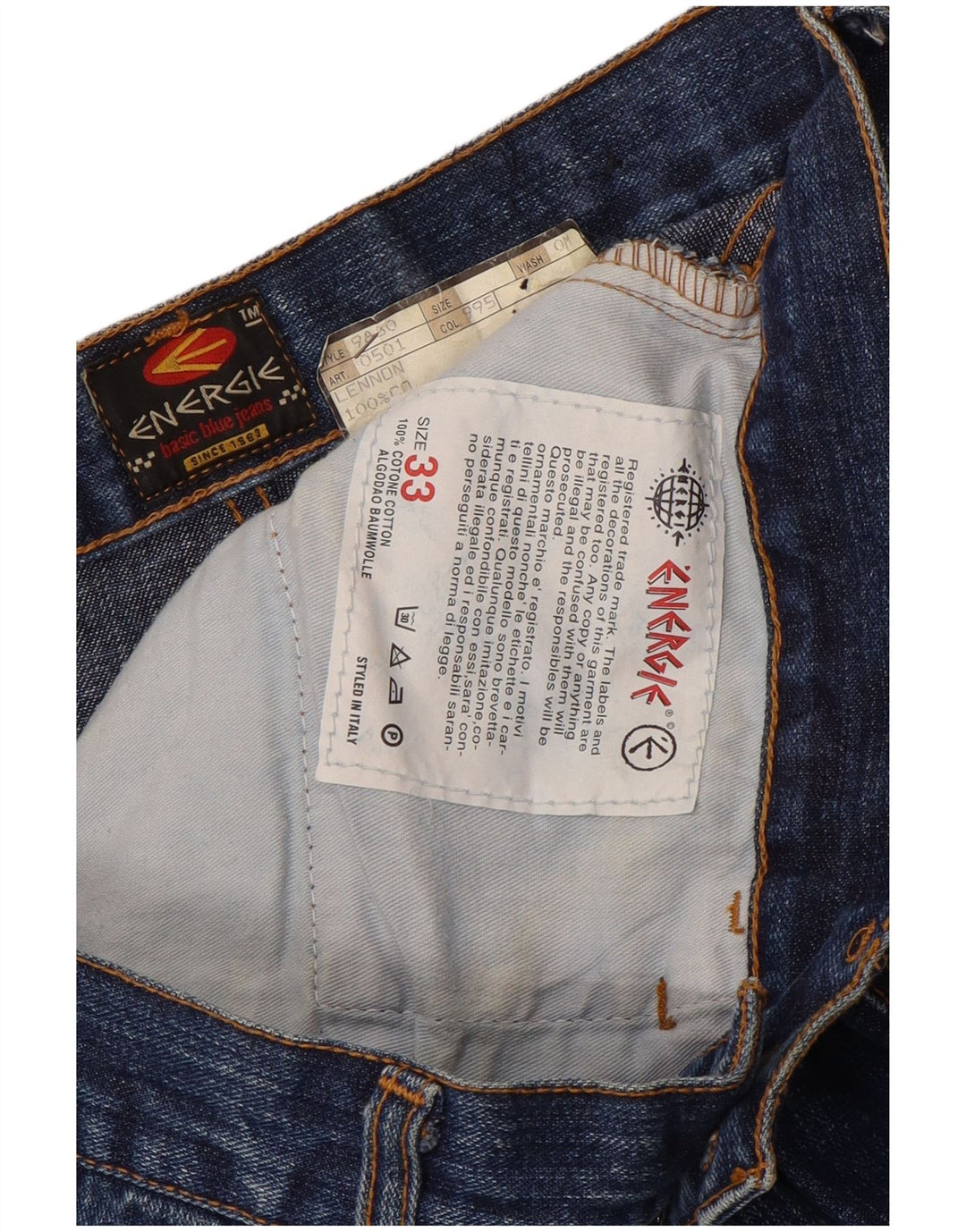 ENERGIE Jean droit Femme W33 L30 Bleu Coton