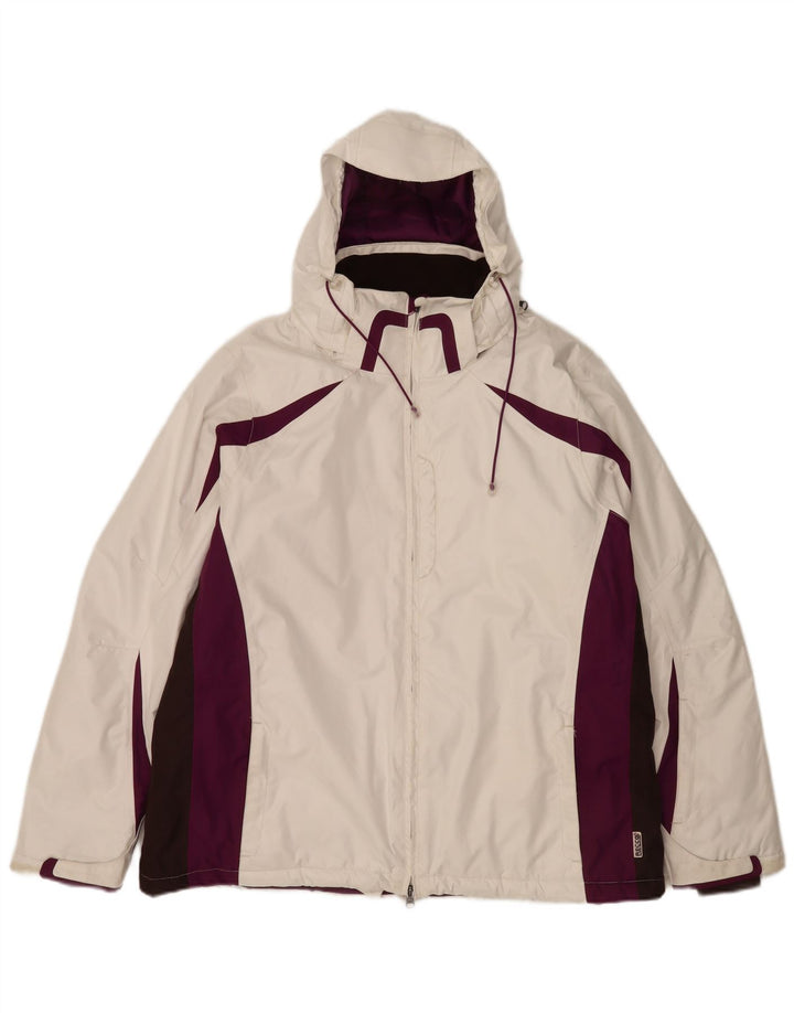 Alpine Veste de ski à capuche pour homme IT 50 Large Blanc Colorblock Polyester