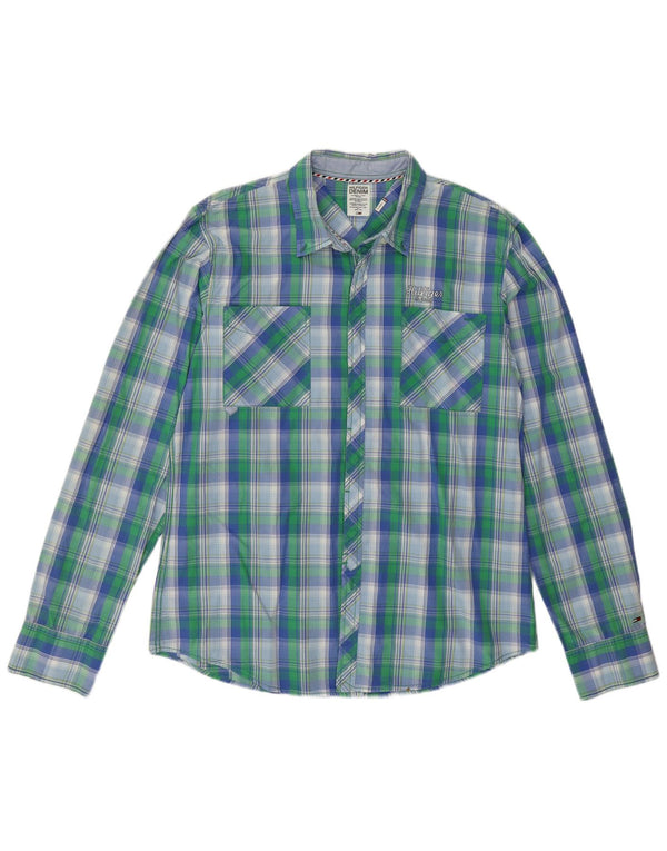 Tommy Hilfiger Chemise Homme XL Vert Carreaux Coton