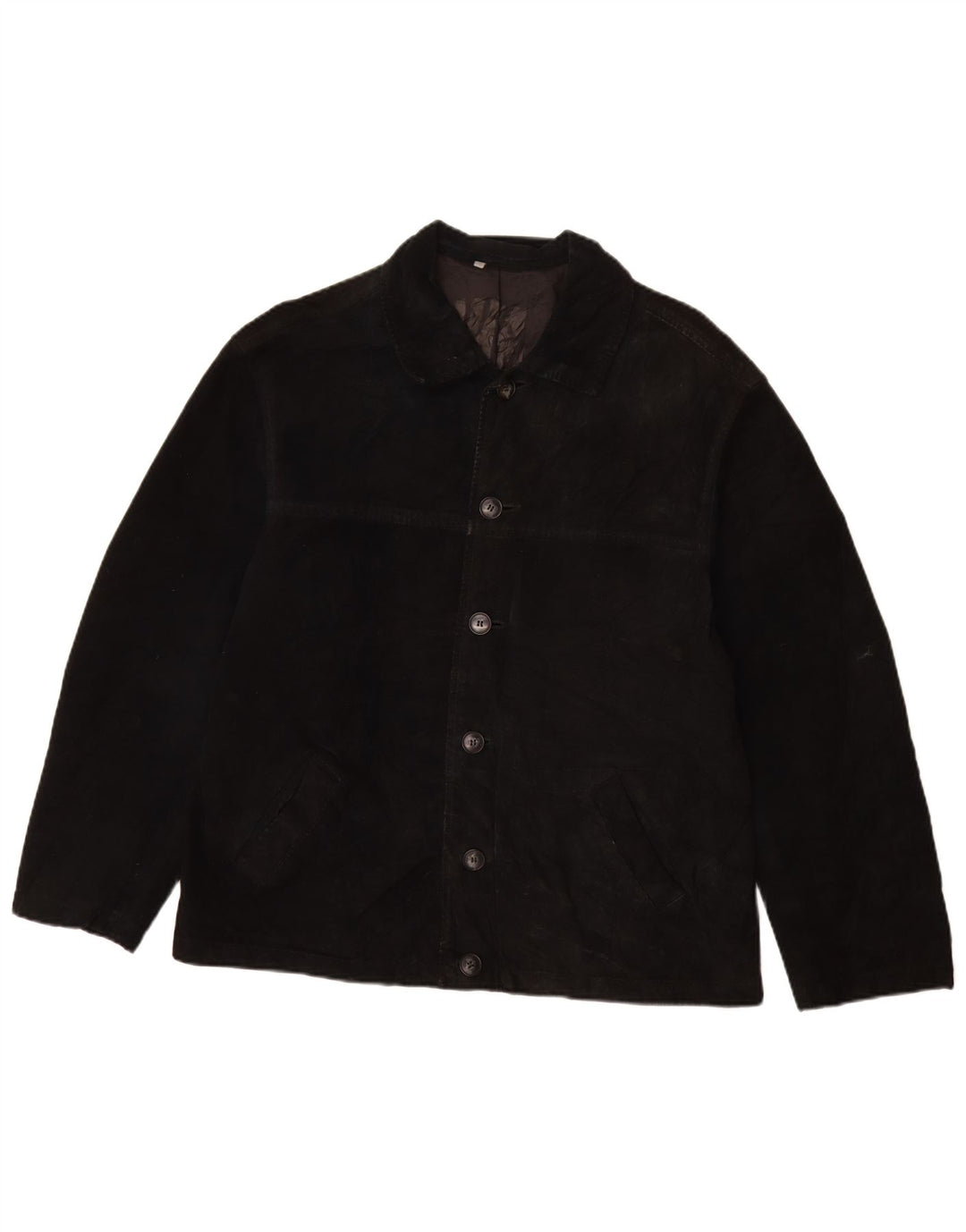 VINTAGE Veste en daim homme UK 40 Grand Noir