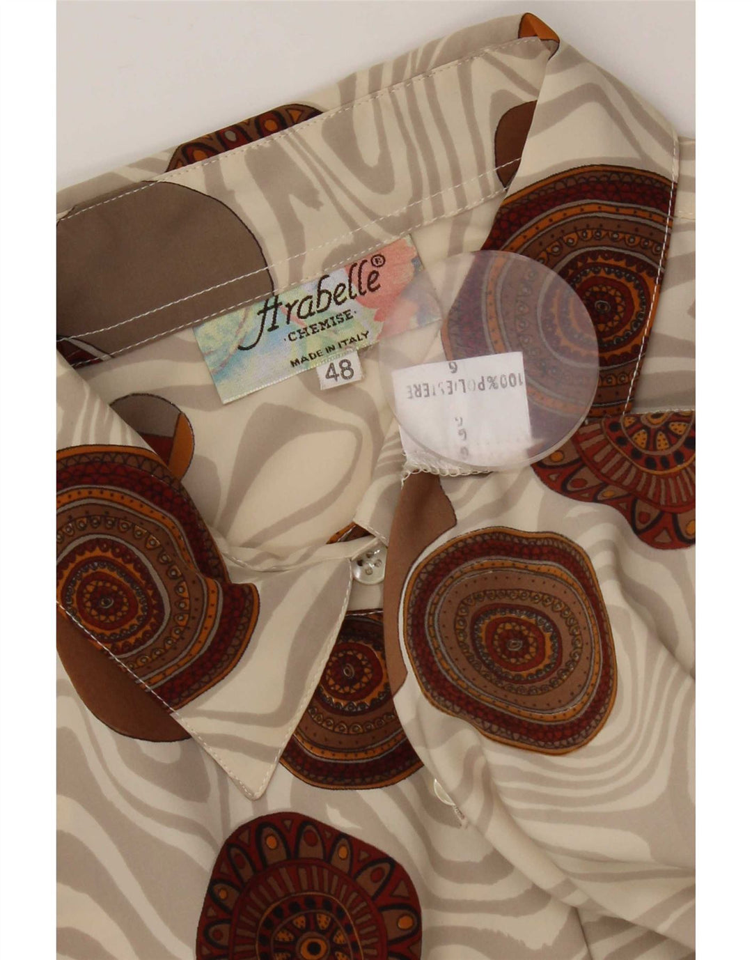 Chemise Femme Vintage Blouse IT 48 XL Polyester Géométrique Multicolore