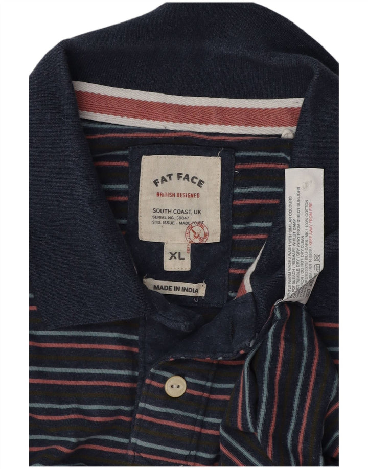 FAT FACE Polo Homme XL Bleu Marine Rayé Coton