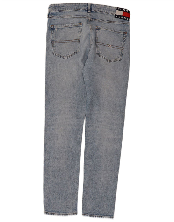 TOMMY HILFIGER Jean Slim Effet Déchiré Homme W30 L32 Bleu Coton