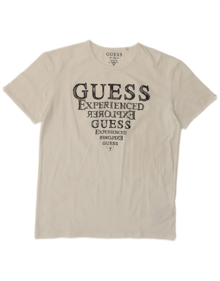Guess T-Shirt Graphique Femme EU 38 Blanc Moyen Coton Classique