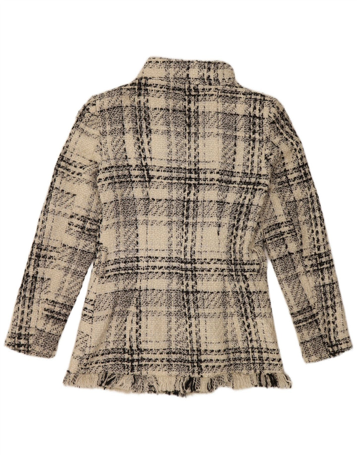 Zara Veste croisée pour femme UK 10 Petit carreaux blancs