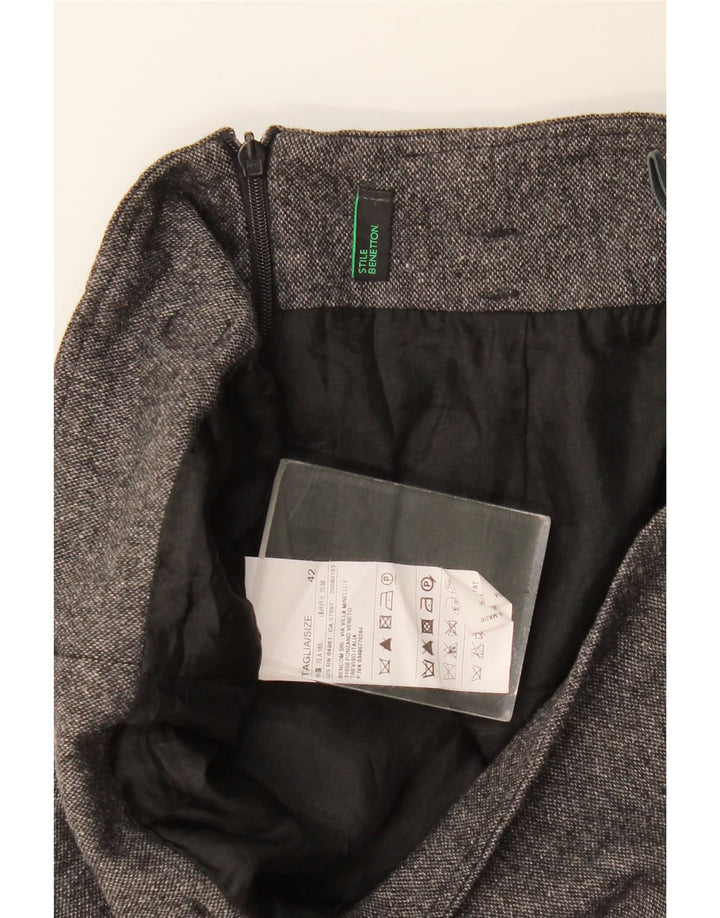 Benetton Jupe Droite Femme IT 42 Moyen W30 Laine Grise