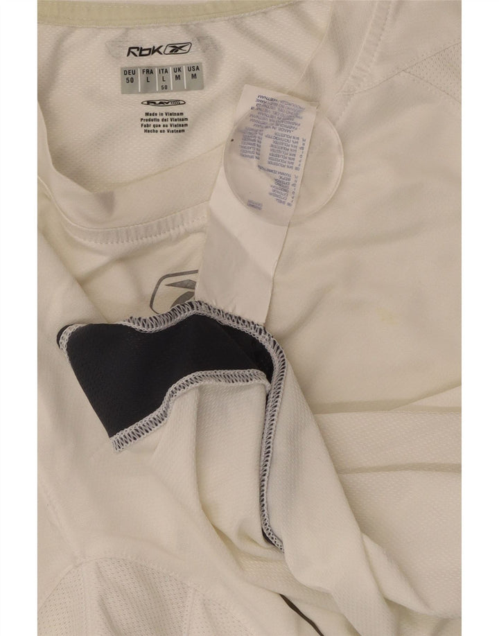 REEBOK T-Shirt Homme Blanc Moyen Polyester Colorblock
