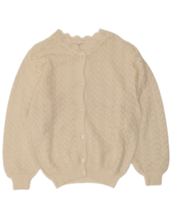 Vintage Womens Cardigan Sweater UK 16 Large Off White Polyacrylic