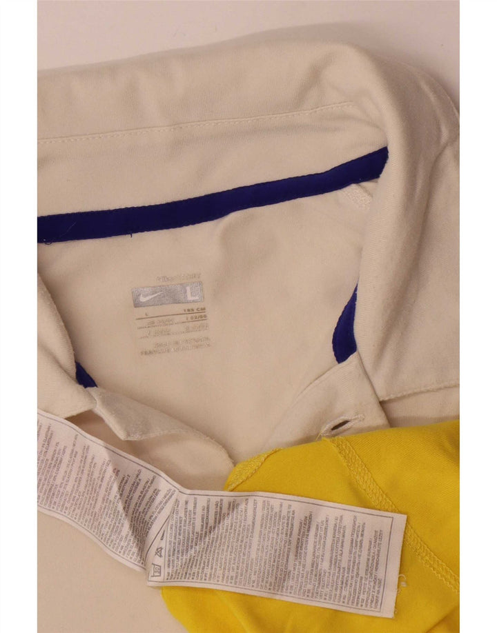 Nike Polo Homme Large Jaune Colorblock Nylon