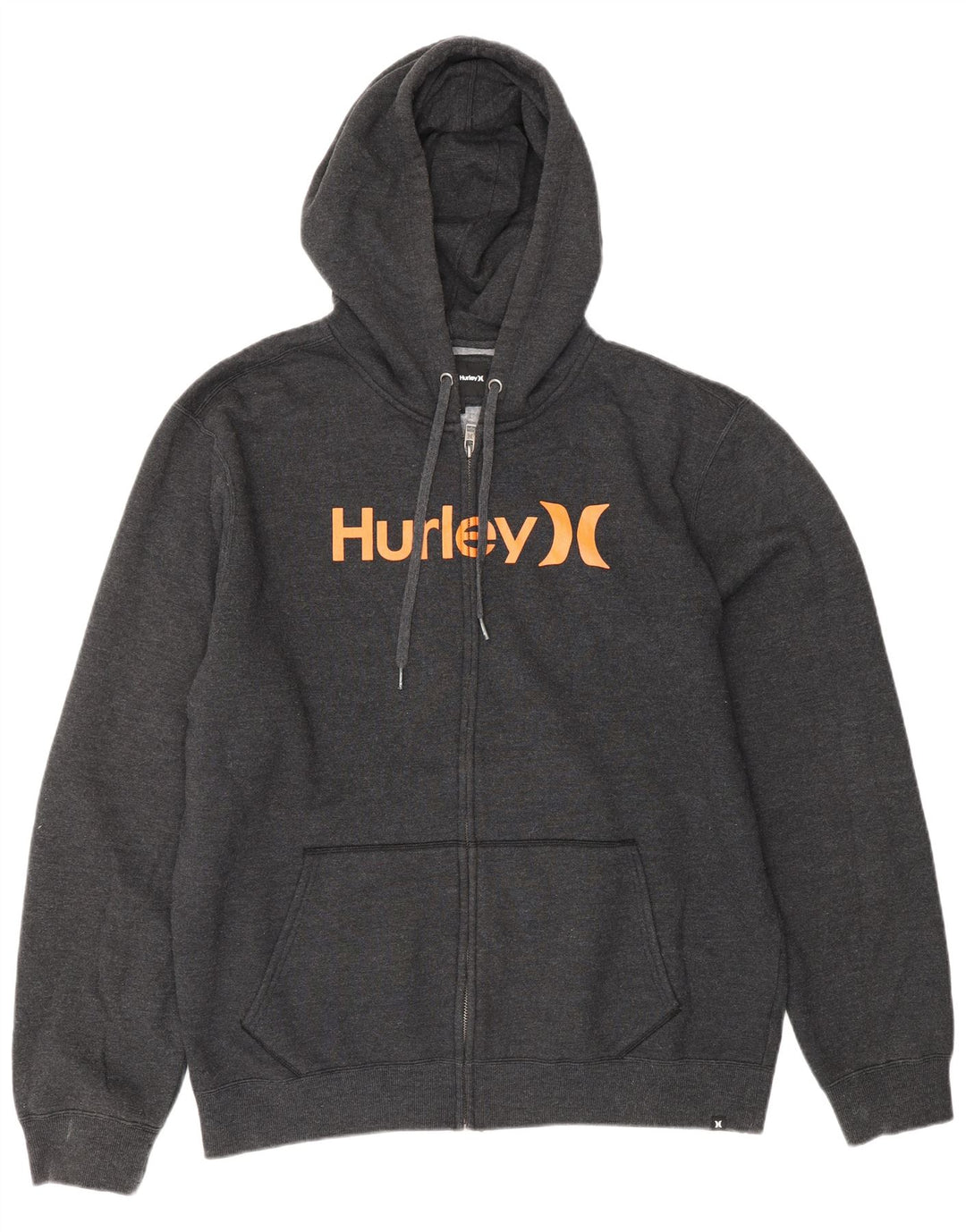 HURLEY Pull à capuche zippé graphique pour hommes, grand gris, polyester