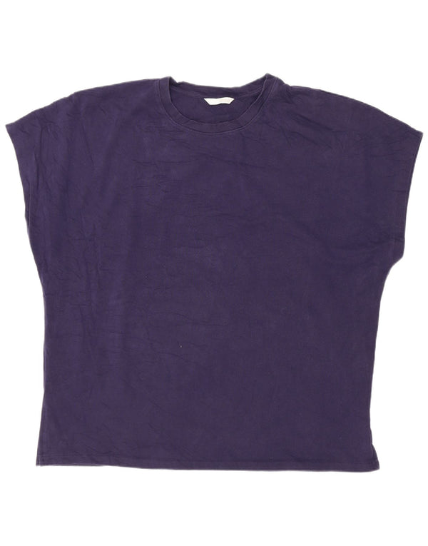 Zara Femme T-Shirt Top UK 18 XL Bleu Marine