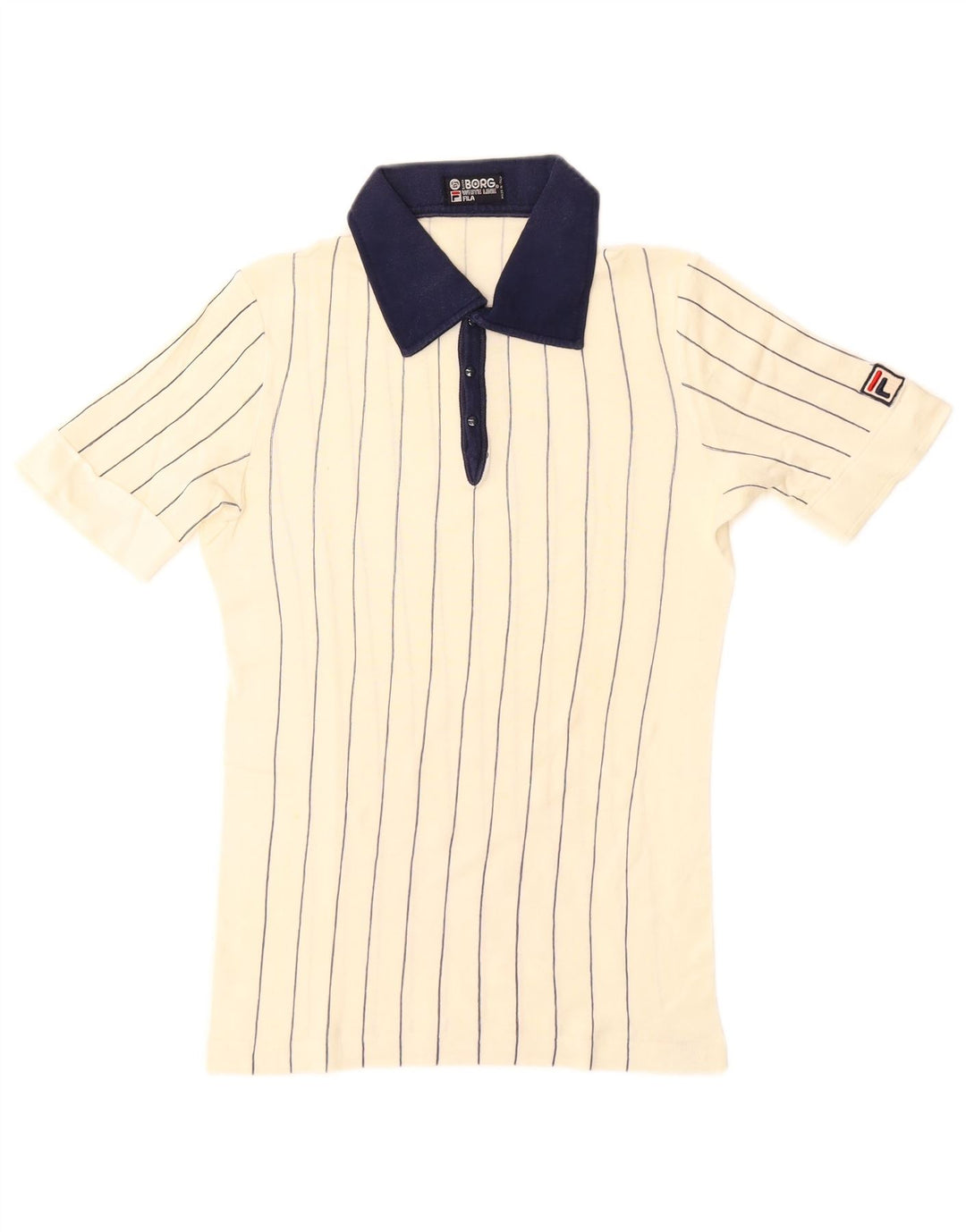 Fila Polo Rugby Homme IT 46 Petit Coton Rayé Blanc