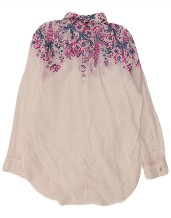 Joules Chemise Oversize Femme UK 8 Petit Lin Floral Blanc