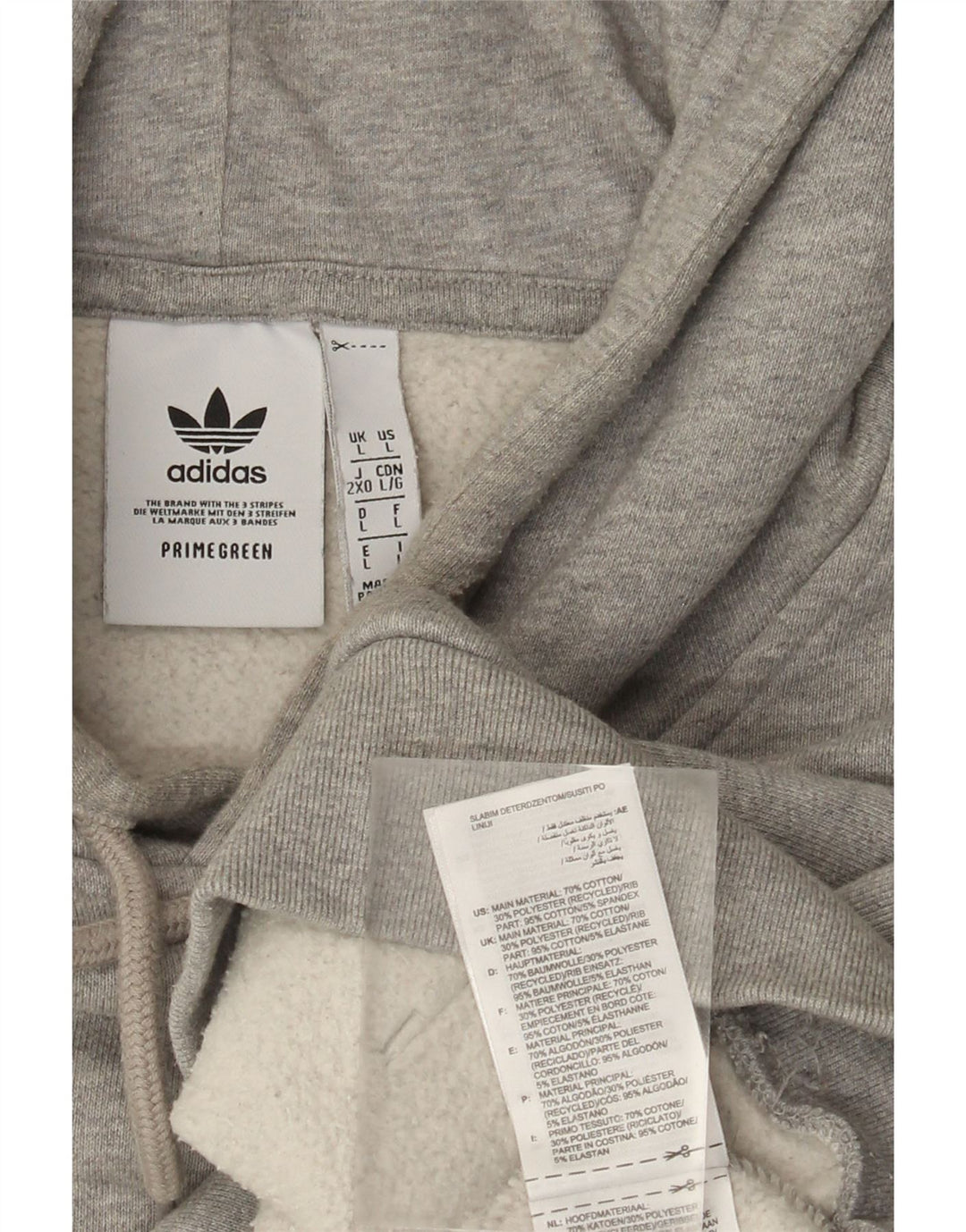 ADIDAS Pull à capuche pour homme Large Gris Coton