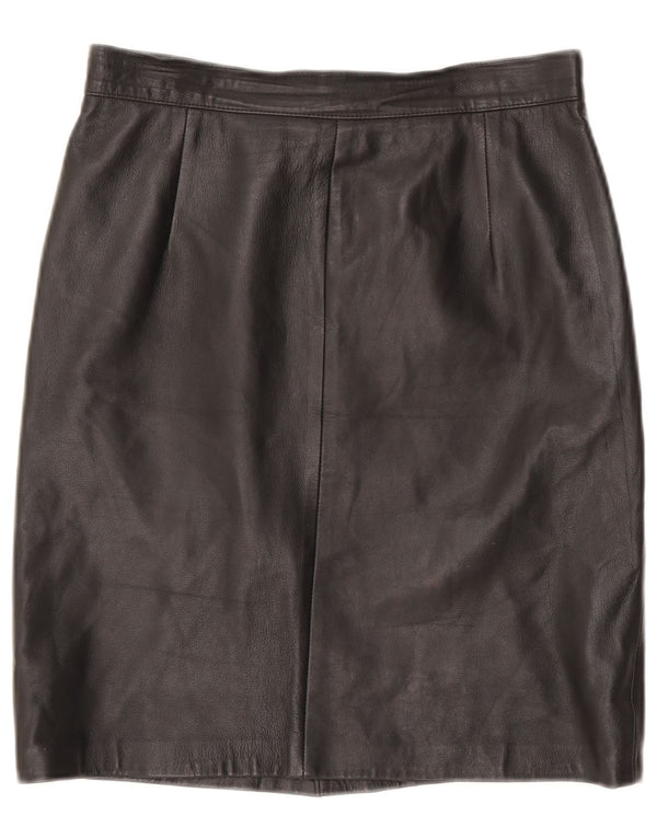jupe en cuir femme vintage IT 46 Large W32 Cuir Noir