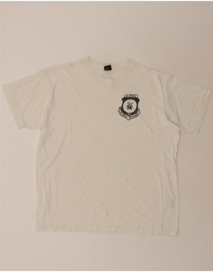 DIESEL Mens T-Shirt Top Large White Cotton Vintage Diesel and Second-Hand Diesel from Messina Hembry 