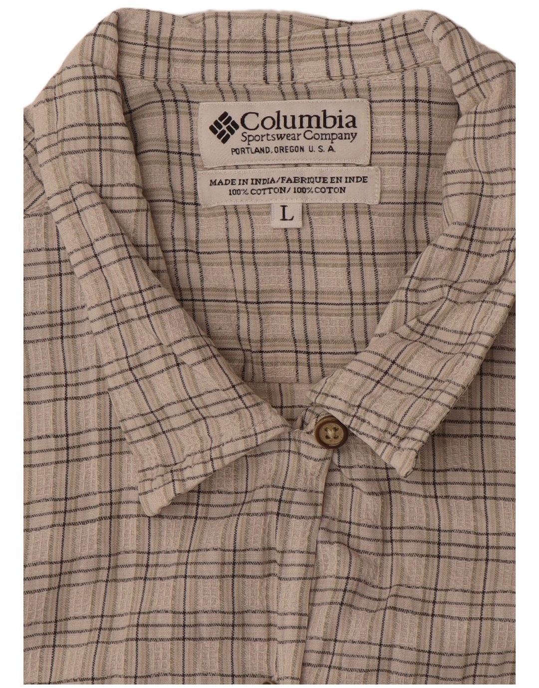 COLUMBIA Chemise à manches courtes pour femme UK 16 Grand cœur en coton à carreaux gris