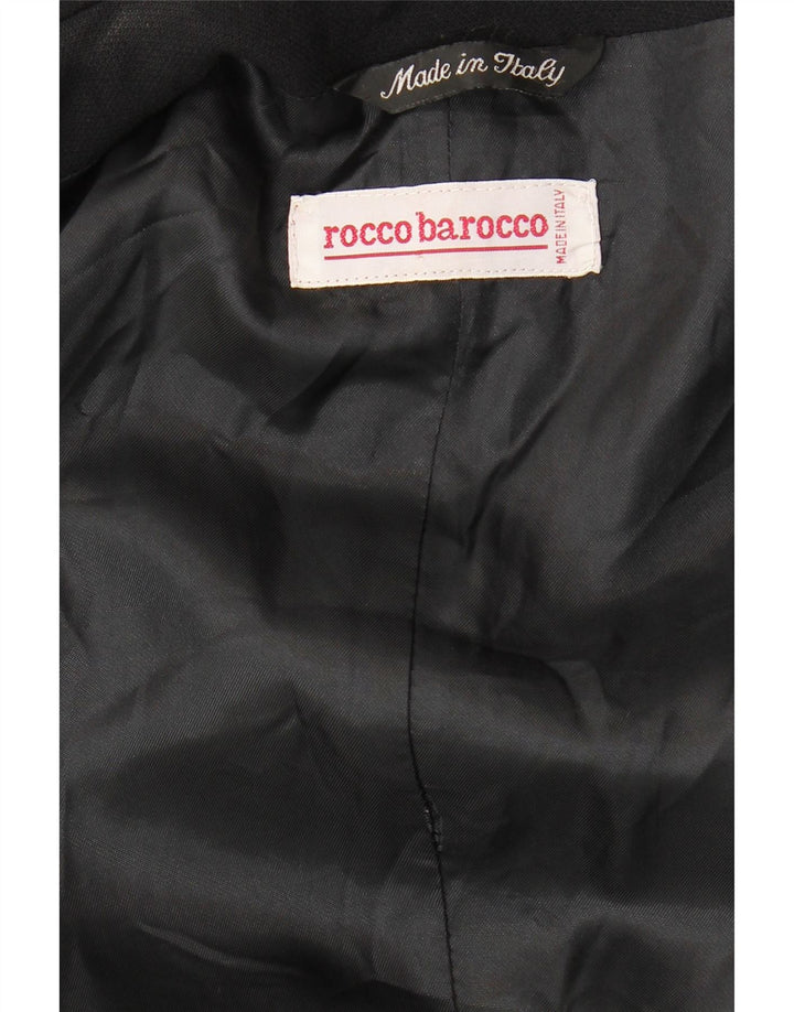 Roccobarocco Veste blazer longue à 3 boutons pour femme UK 16 Large Noir