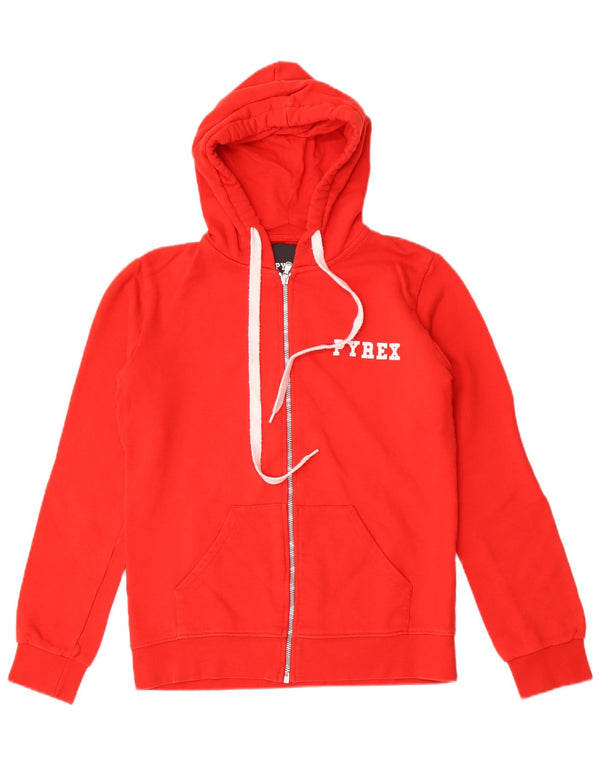 Pyrex Pull à capuche zippé graphique pour femme UK 14 Coton rouge moyen