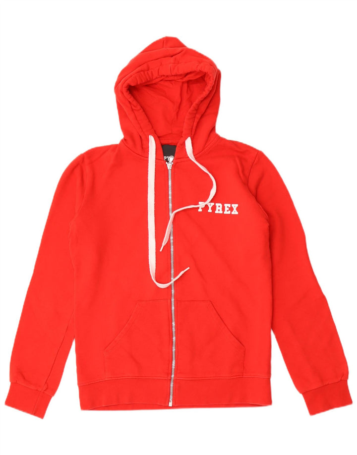 Pyrex Pull à capuche zippé graphique pour femme UK 14 Coton rouge moyen