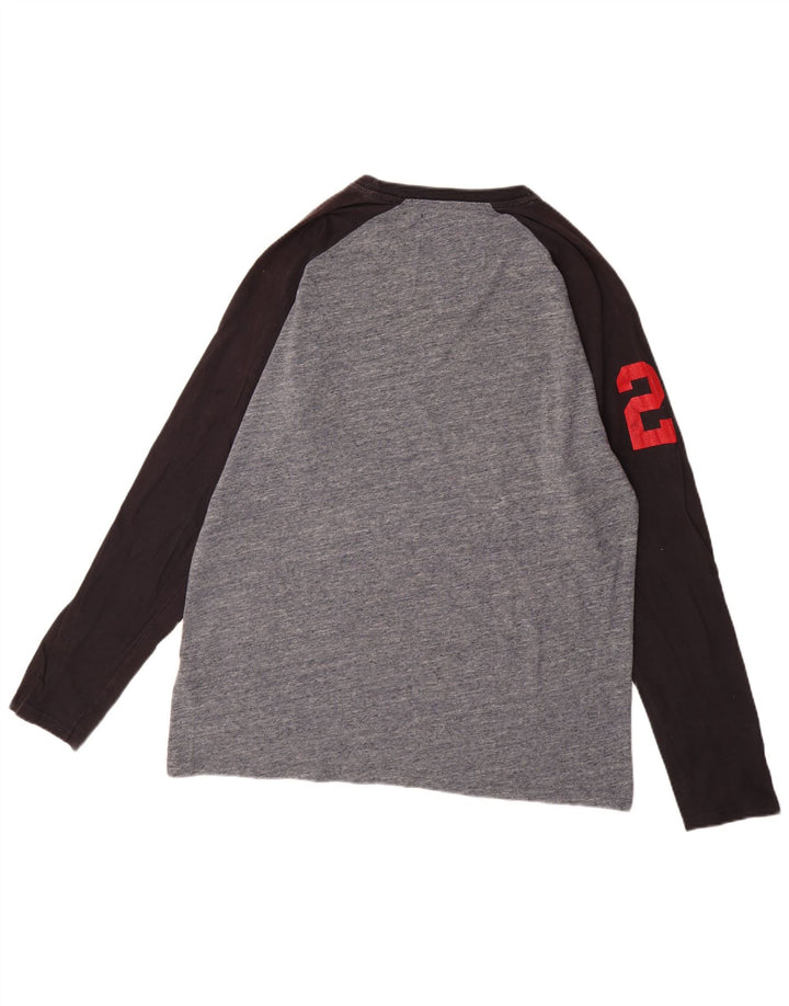 SUPERDRY Haut graphique à manches longues pour hommes 2XL Gris Colorblock Coton