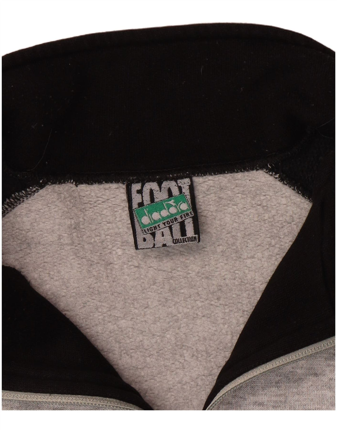 Diadora Sweat-shirt à col zippé pour hommes, grand, en coton color block, gris