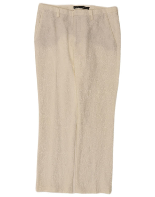 Pantalon Chino Droit Femme Zara Petit W27 L26 Coton Floral Blanc