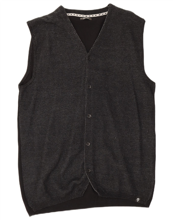 Datch Cardigan sans manches pour homme 3XL en viscose noire