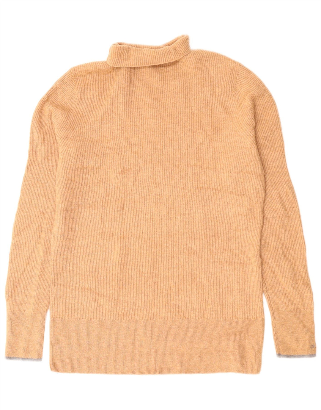 Calvin Klein Pull col roulé pour femme UK 14 Grande laine beige