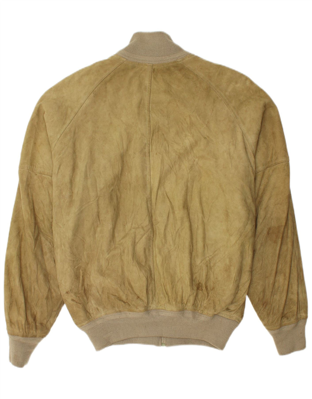 VINTAGE Veste Bomber En Daim Homme IT 52 XL Cuir Kaki
