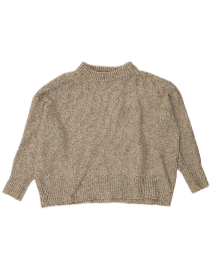 Zara Pull surdimensionné à col rond pour femme UK 10 Petit Gris