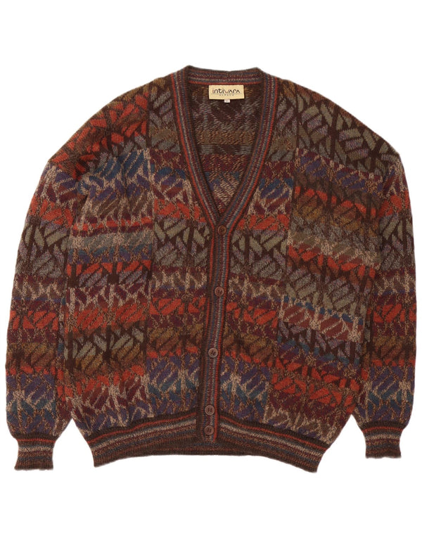 Intiwara Cardigan pour homme en laine d'alpaga géométrique multicolore