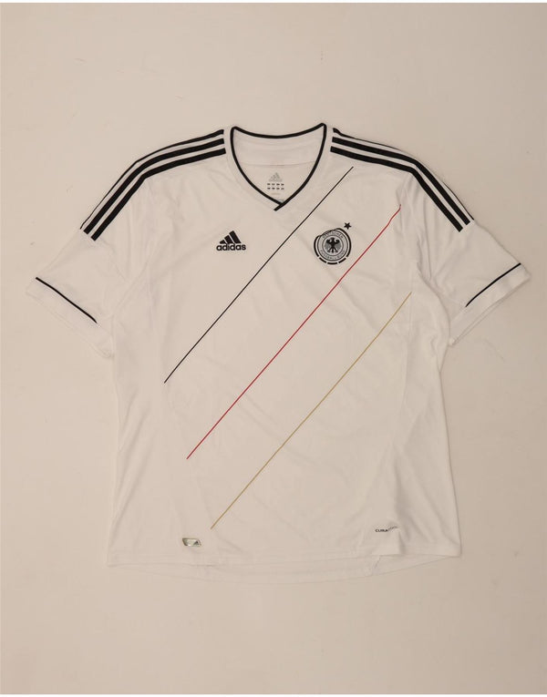 Adidas Mens Deutscher Fussball Bund T-Shirt Top 2XL Blanc Rayé Polyester