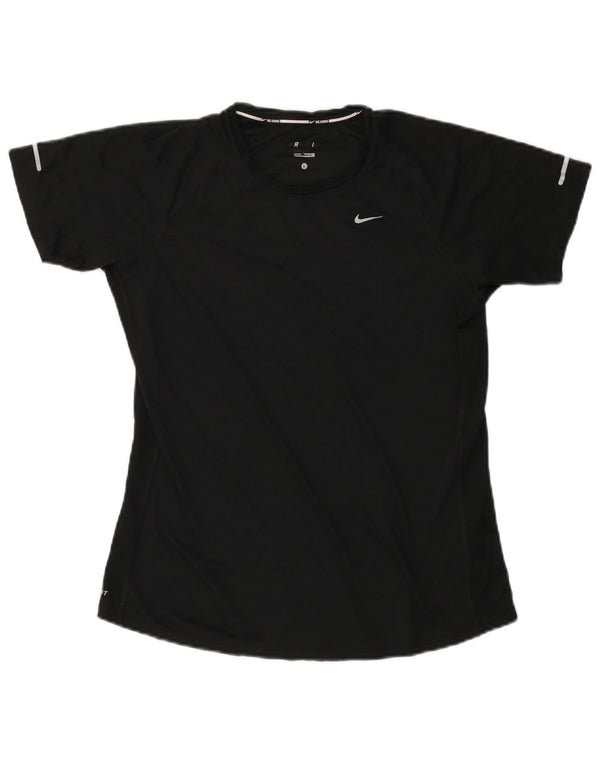 NIKE T-shirt Dri Fit pour femme UK 14 Large Noir