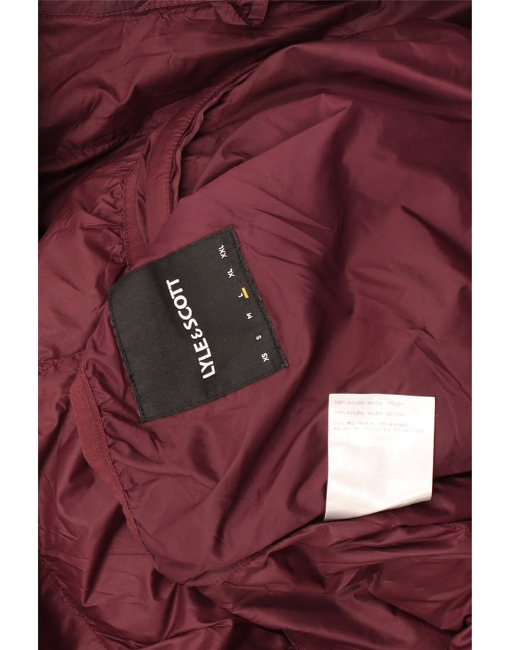Lyle & Scott Veste rembourrée à capuche pour homme UK 40 Large Maroon Nylon