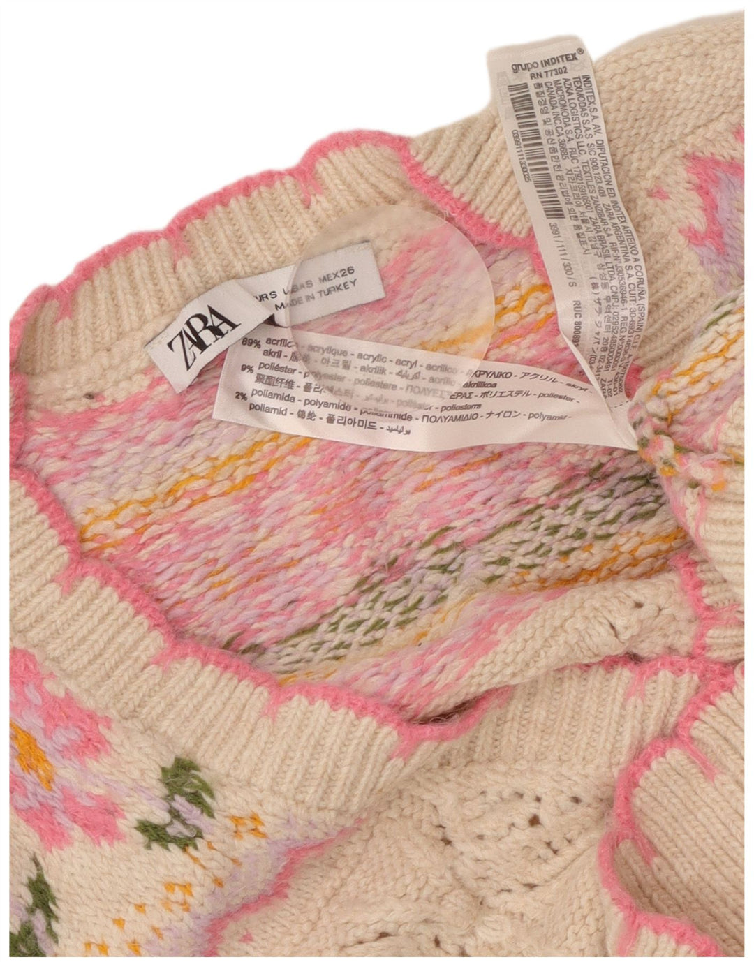 ZARA Womens Loose Fit Crop Cardigan Pull UK 10 Petit Rose Floral