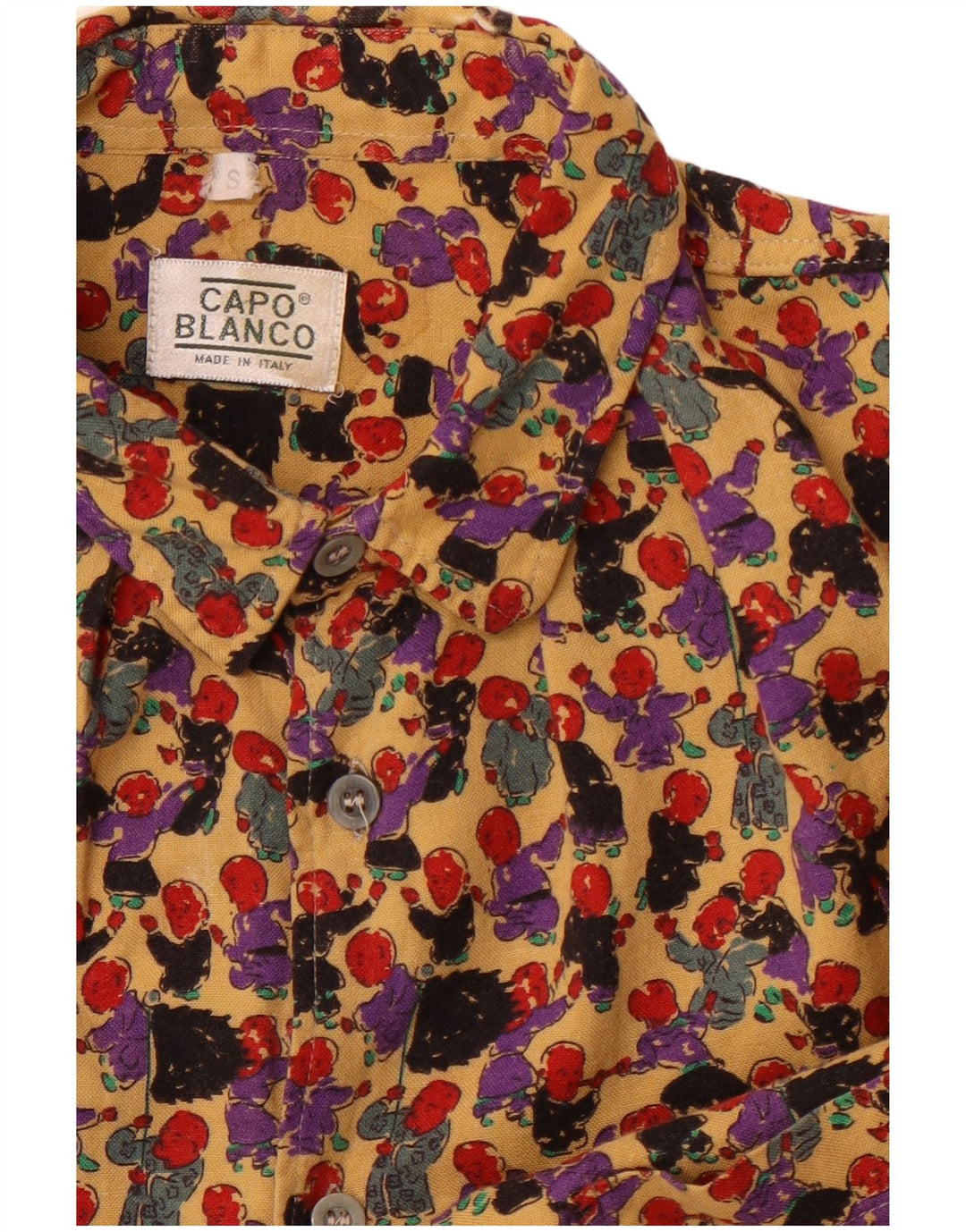 VINTAGE Chemise à motif abstrait pour homme Small Multicolore