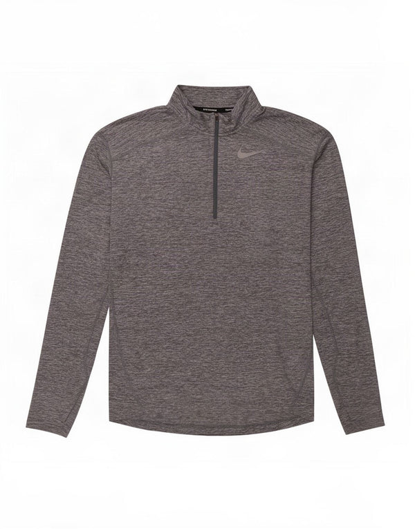Nike Dri Fit Zip Neck Pull Survêtement Haut Petit Gris Moucheté