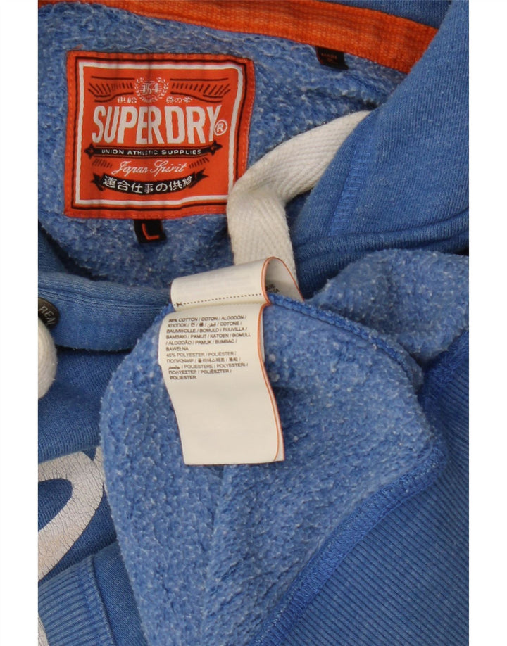 Superdry Pull à capuche graphique pour homme en coton bleu moyen