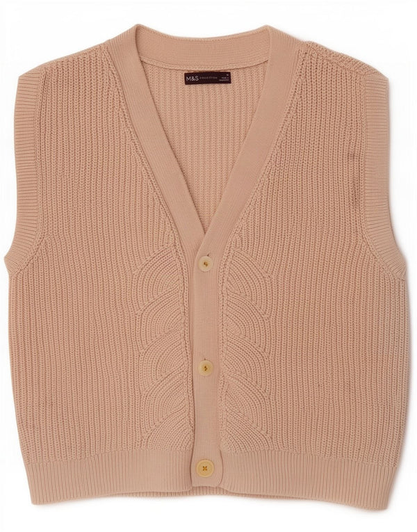 Marks & Spencer Pull cardigan sans manches pour femme UK 14 Beige moyen